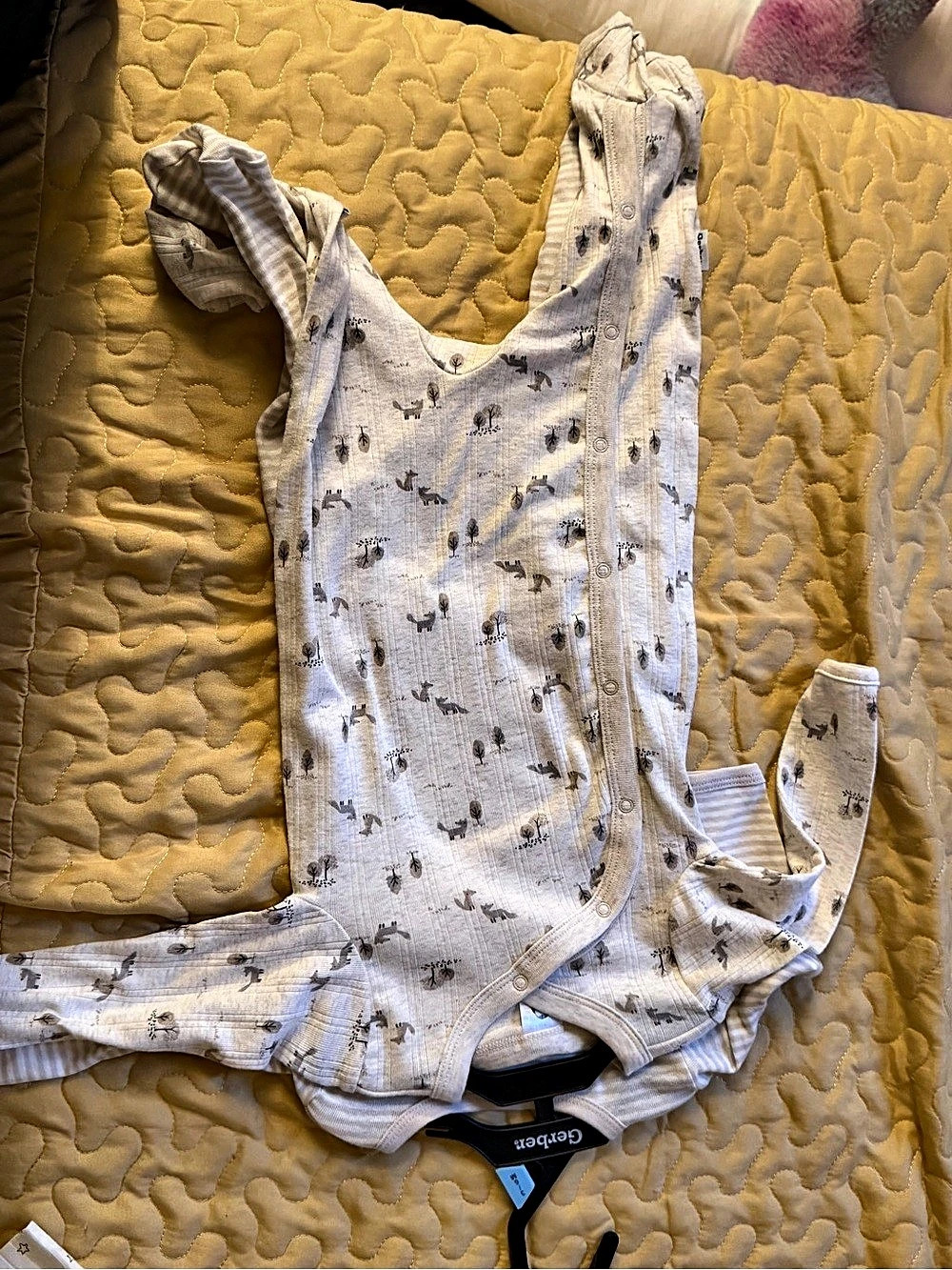 Gerber Baby 3M White & Gray Animal Print Footie